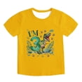 thumbnail image 1 of Tisuna 3Rd Birthday Summer T Shirts Boys Toddler Dinosaur Print Short Sleeve Crew Neck Tops Little Boys Breathable Birthday Party Wear Yellow Size 0-1 Years, 1 of 2
