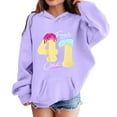 thumbnail image 1 of Tisuna Autumn Winter Hoodie For Girls Boys Child 41 Print Long Sleeve Hooded Tops Breathable Soft Unisex Kids Loose Fit Sweatshirt Purple Size 3-4 Years, 1 of 3