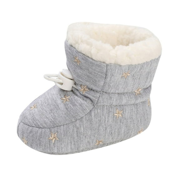 Tisuna Baby Booties Newborn Cartoon Print Soft Sole Easy On Shoes Warm Comfortable Baby Winter Boots Grey Size 6-12 Months