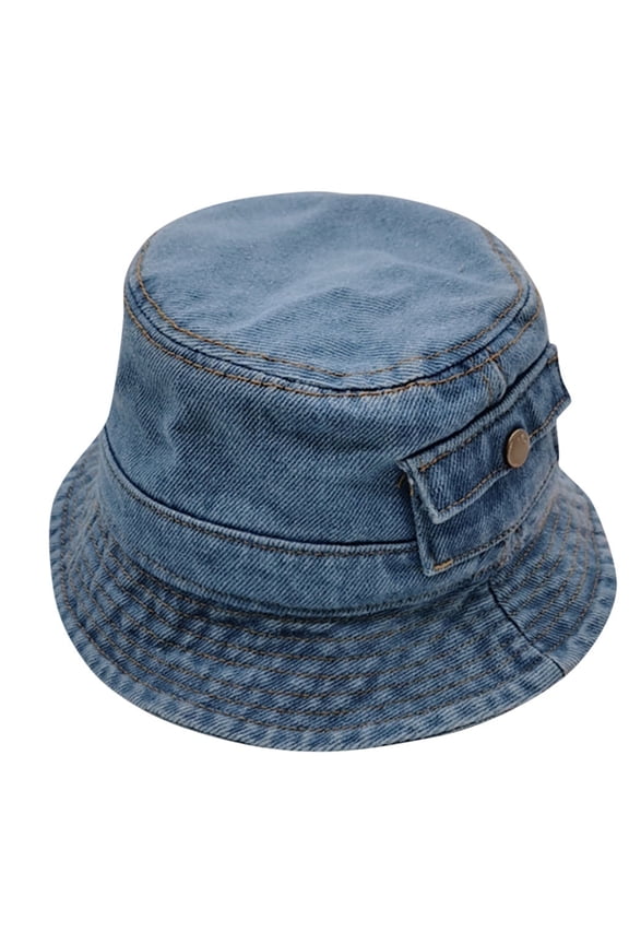 Baby Denim Hat Girls Solid Color Fashion Comfortable Fisherman's Sunscreen Cap Toddler Little Boys Kids Handsome Streetwear Hat Light Blue