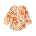 thumbnail image 1 of Tisuna Baby Girl Boy Halloween Onesie Fall Winter Crew Neck Long Sleeve Romper Pumpkin Print Cute Casual Halloween Outfit,Size 6-12 Months,Orange, 1 of 7