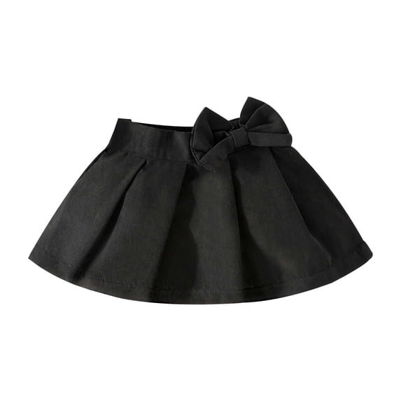 Tisuna Baby Girls Pleated Skirt Solid Color Comfortable High Waisted A-Line Skirt Girls Summer Daily Wear Outfits Black Size 2-3 Years