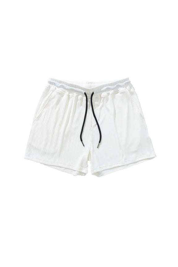 Beach Shorts For Men Solid Color Elastic Waist Straight Leg Shorty Breathable Comfort Man Daily Sport Gym Shorts White Size Xl