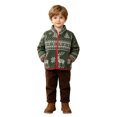 thumbnail image 1 of Tisuna Boy'S Christmas Fleece Jacket Trendy Zip Up Collared Jackets Toddler Kids Print Theme Party Outerwear Coat Size 3-4 Years Green, 1 of 9