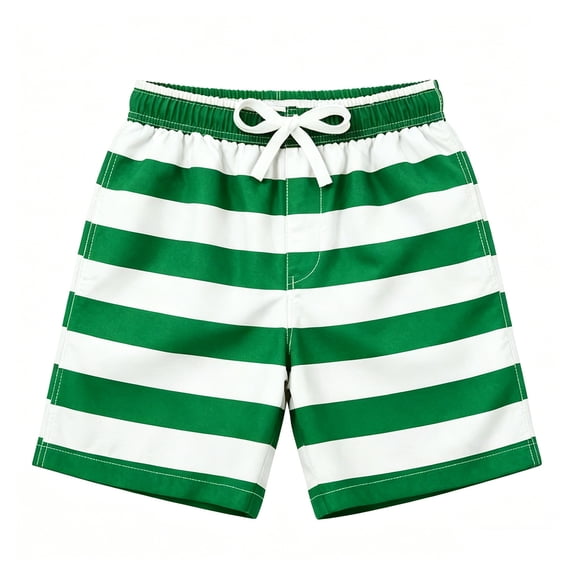 Tisuna Boys Athletic Striped Shorts Kids Elastic Waist Straight Workout Shorts Breathable Soft Children Summer Holiday School Sportwear Green Size 11-12 Years