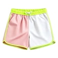 thumbnail image 1 of Tisuna Boys Beach Shorts Kids Lightweight Elastic Waist Shorts Color Block Summer Holiday Casual Shorts Size 11-12 Years Pink, 1 of 3