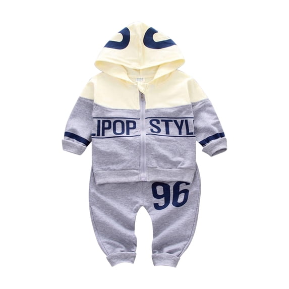 Tisuna Boys Fall Outfit Set Kids Soft Graphic Print Long Sleeve Crewneck Tops And Pants 2 Pieces Clothes Set For Children Everyday Wear Size 12-18 Months
