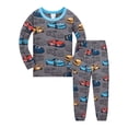 thumbnail image 1 of Tisuna Boys Fall Pajamas Set Kids Fashion Cartoon Car Print Long Sleeve Crewneck Tops And Pants Pjs 2 Pieces Loungewear Set For Children Daily Wear Size 18-24 Months, 1 of 8