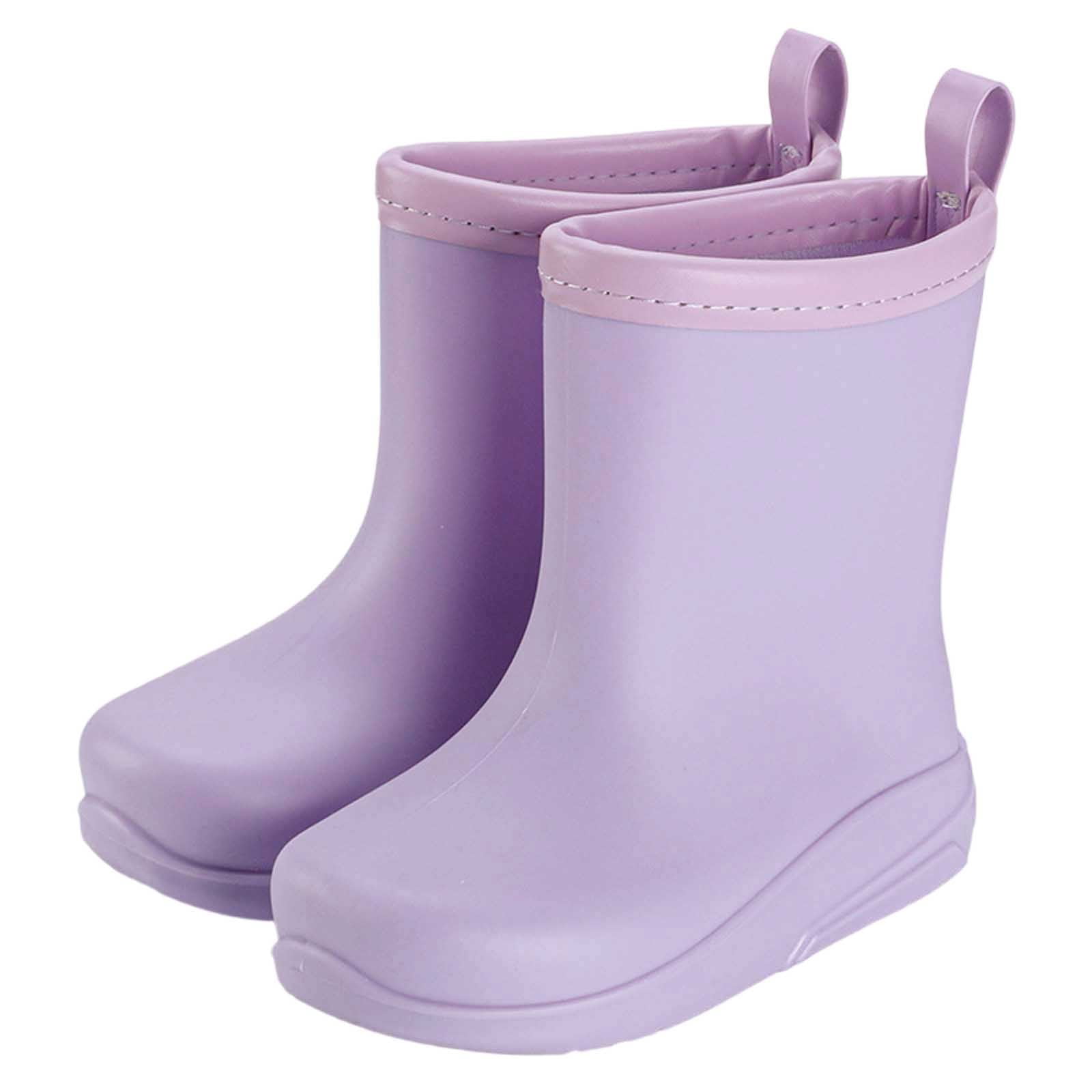 Tisuna Boys Girls Rain Boots Toddler Solid Color Anti- Easy On Booties Waterproof Lightweight Unisex Children Rainy Day Outdoor Rain Shoes Size 10-10.5 Years