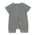 thumbnail image 1 of Tisuna Boys Girls Romper Newborn Striped Print Short Sleeve Crew Neck Bodysuit Breathable Casual Baby Summer Clothes Size 18-24 Months, 1 of 3