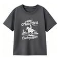 thumbnail image 1 of Tisuna Boys Graphic Tees With America Cowboy Prints Comfortable Casual Short Sleeve Crew Neck Shirts For Children Youth Stylish Summer Top Dark Gray Size 10-11 Years, 1 of 4
