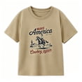 thumbnail image 1 of Tisuna Boys Graphic Tees With America Cowboy Prints Comfortable Casual Short Sleeve Crew Neck Shirts For Children Youth Stylish Summer Top Khaki Size 2-3 Years, 1 of 4