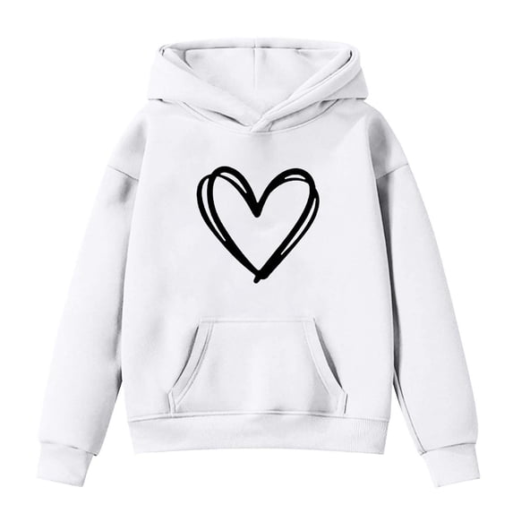 Tisuna Boys Hoodies Kids Cute Long Sleeve Hoodie With Kangaroo Pocket Teen And Youth Heart Print Everyday Wear Tops Clothes Size 5-6 Years