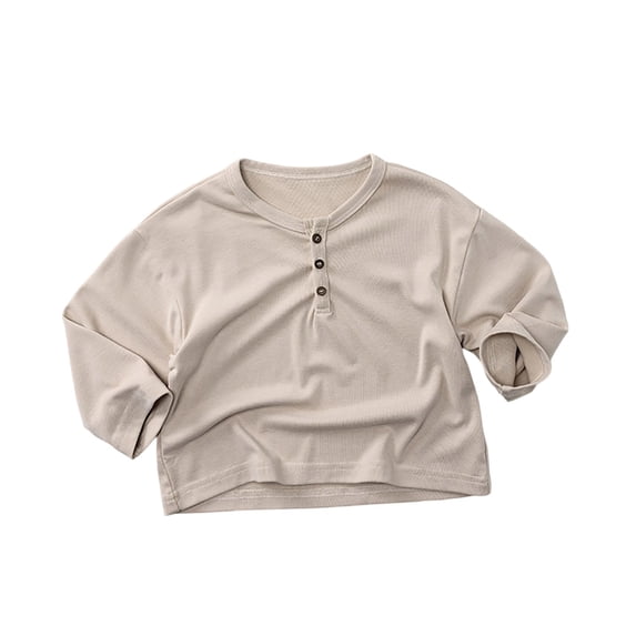 Tisuna Boys Long Sleeve T Shirts Kids Classic Crewneck Solid Color Tops Little Boys Daily Wear Fall Tees Size 3-4 Years