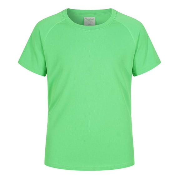 Tisuna Boys Shirt Short Sleeve Crew Neck Solid Color Tops Casual Breathable Summer Kids T Shirts Light Green Size 3-4 Years