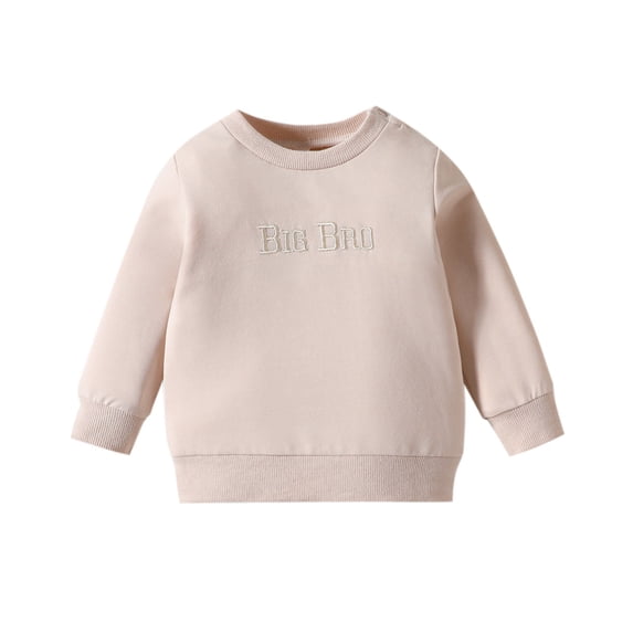 Tisuna Boys Sweatshirts Kids Breathable Long Sleeve Sweatshirt Toddler Letter Print Streetwear Hoodless Size 18-24 Months