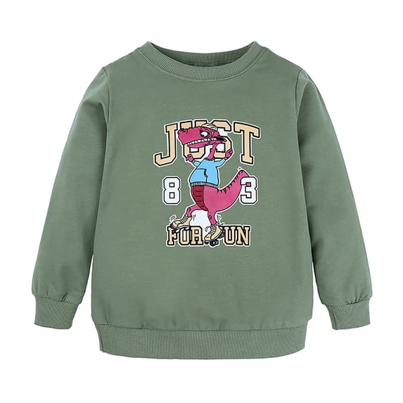Tisuna Boys Sweatshirts Kids Loose Long Sleeve Sweatshirt Toddler Dinosaur Print Streetwear Hoodless Size 2-3 Years