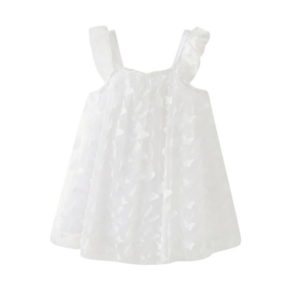 Tisuna Butterfly Dresses For Toddler Girls Solid Color Sleeveless Suspender Layered Dress Fashion Cute Girls Summer Festival Birthday Dress White Size 2-3 Years