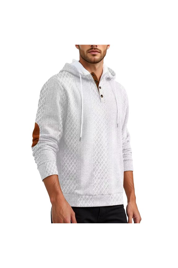 Button Drawstring Hoodies For Mens Casual Long Sleeve Pullover Tops Comfortable Hooded Sweatshirts For Streetwear