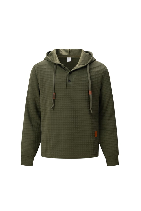 Button Drawstring Hoodies For Mens Casual Long Sleeve Pullover Tops Comfortable Hooded Sweatshirts For Streetwear
