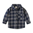 thumbnail image 1 of Tisuna Button Up Shirts For Boys Toddler Plaid Print Long Sleeve Lapel Neck Tops Comfortable Soft Autumn Boys Outerwear Navy Size 3-4 Years, 1 of 8