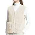 thumbnail image 1 of Tisuna Cardigan Sweaters For Women Solid Color Sleeveless V Neck Vest Lightweight Soft Women Fall Winter Button Up Waistcoat Beige Size L, 1 of 4