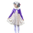 thumbnail image 1 of Tisuna Carnival Dress Up Clothes For Girls Floral Print Pinafore Dress And Solid Color Cardigan Set Lightweight Soft Girls Performance Dress Up Old Lady Clothes Light Purple, 1 of 4