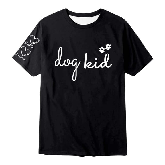 Tisuna Casual T Shirt For Little Girls Letter Print Short Sleeve Crew Neck Tops Fashion Soft Toddler Child Summer Pullover Shirt Black Size 11-12 Years