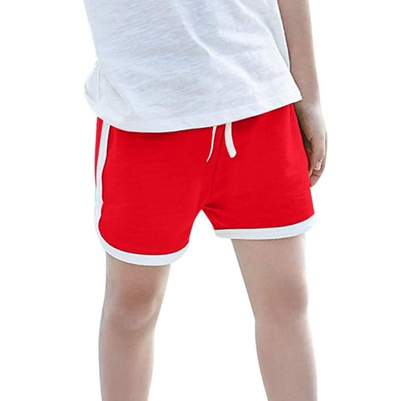 Tisuna Casual Wear Shorts For Child Solid Color Elastic Waist Straight Leg Shorty Fashion Soft Summer Kids Holiday Swimwear Red Size 8-9 Years