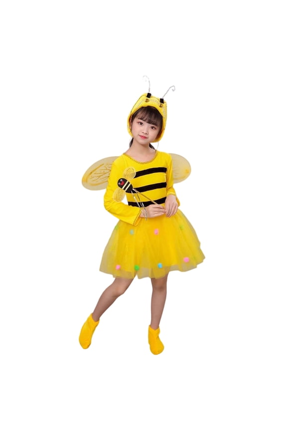 Child Toddler Girl'S Festival Playwear Dress Striped Print Long Sleeve Crew Neck Dresses Fashion Stylish Little Girls School Party Performance Outfits Set Yellow Size 9-10 Years