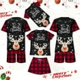 thumbnail image 1 of Tisuna Christmas Family Matching Set Reindeer Plaid Print Short Sleeve Crew Neck Homewear Loose Comfortable Kids Tops And Shorts Set Red Size 5-6 Years, 1 of 6