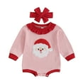 thumbnail image 1 of Tisuna Christmas Jumpsuit For Unisex Baby Cartoon Print Long Sleeve Crew Neck Romper Cute Casual Autumn Winter Kids Bodysuit With Headband Red Size 0-3 Months, 1 of 9