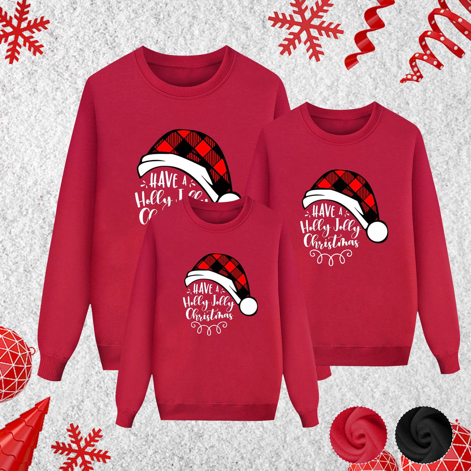 Tisuna Christmas Matching Set For Family Cartoon Print Long Sleeve Crew ...