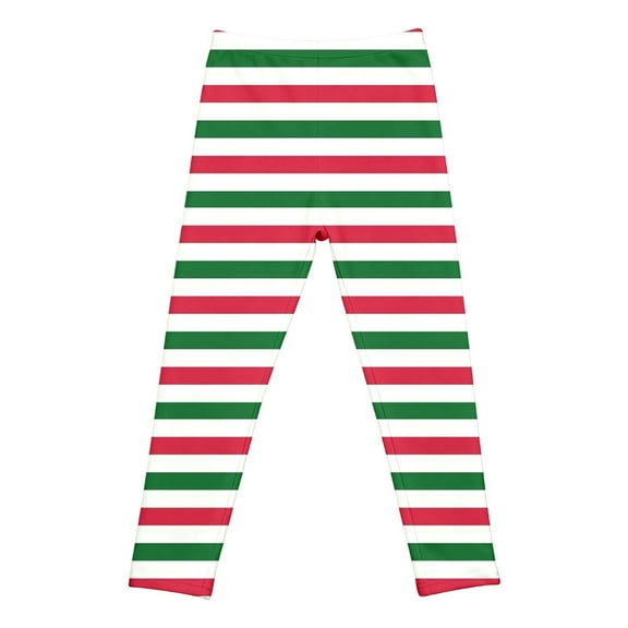 Tisuna Christmas Pants For Little Girls Stripe Print Elastic Waist Slim Leg Leggings Comfortable Stretch Autumn Winter Girls Outdoor Wear Green2 Size 11-12 Years