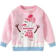 thumbnail image 1 of Tisuna Christmas Sweater For Toddler Girls Snowman Print Long Sleeve Crew Neck Tops Breathable Loose Autumn Winter Kids Pullover Clothes Pink Size 2-3 Years, 1 of 9