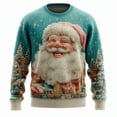 thumbnail image 1 of Tisuna Christmas Sweatshirt For Mens Santa Claus Print Long Sleeve Crew Neck Sweater Casual Warm Autumn Winter Mens Christmas Knit Sweatshirt Light Blue Xl, 1 of 3