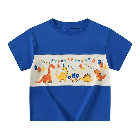 Tisuna Crewneck Shirt For Boys Child Dinosaur Print Short Sleeve Pullover Tops Fashion Cute Little Kids Summer Outfits Blue Size 4-5 Years