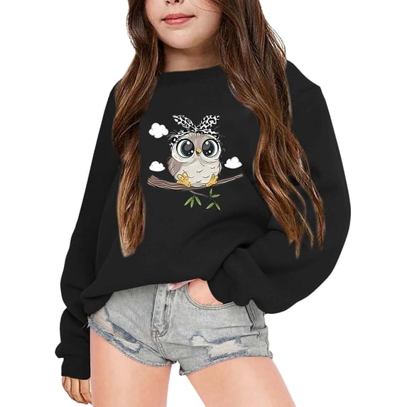 Tisuna Crewneck Sweatshirts For Girls Cute Animals Print Sweatshirt Teen And Youth Daily Party Long Sleeve Tops Clothes Size 3-4 Years