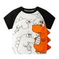 thumbnail image 1 of Tisuna Crewneck Tops For Toddler Boys Dinosaur Print Short Sleeve Pullover Shirts Cute Fashion Summer Kids Daily Wear Black Size 2-3 Years, 1 of 7