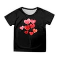 thumbnail image 1 of Tisuna Crewneck Tops For Girls Child Heart Print Short Sleeve Pullover Shirt Comfortable Soft Girls Toddler Valentine Festival T Shirt Black Size 3-4 Years, 1 of 4
