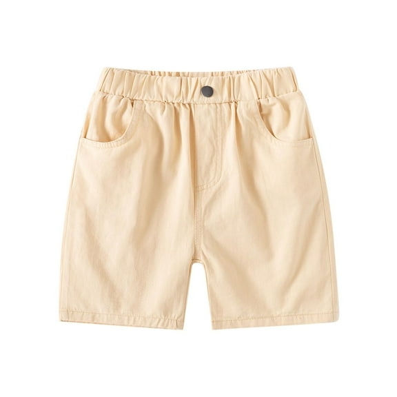 Tisuna Denim Shorts For Boys Toddler Solid Color Elastic Waist Straight Leg Shorty Fashion Retro Kids Summer Shorts 12-18 Months Khaki