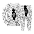 thumbnail image 1 of Tisuna Easter Diy Pajamas Outfits Set For Boys Girls Cartoon Print Long Sleeve Crew Neck Sleepwear Fashion Regular Fit Kids Spring Festival Matching Set White Size 3-4 Years, 1 of 3