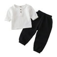 thumbnail image 1 of Tisuna Fall Outfit Set For Kids Boys Lightweight Solid Color Long Sleeve Crewneck Tops And Pants 2 Pieces Clothing Set For Children Casual Wear Size 18-24 Months, 1 of 3