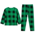 thumbnail image 1 of Tisuna Fall Pajamas Set For Girls Cozy Long Sleeve Crewneck Tops And Pants Pjs Kids 2 Pieces Plaid Print Nightwear Set Size 6-7 Years, 1 of 4