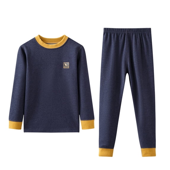 Tisuna Fall Pajamas Set For Kids Boys Loose Solid Color Long Sleeve Crewneck Tops And Pants Pjs 2 Pieces Sleepwear Set For Children Indoor Wear Size 6-7 Years