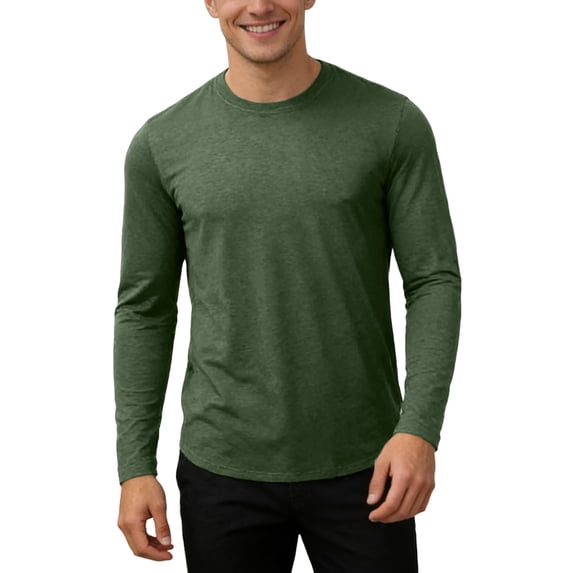 Tisuna Fall T-Shirts For Mens Breathable Crew Neck Tops Men Solid T Shirts For Work Office Size Xl