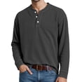 thumbnail image 1 of Tisuna Fall T-Shirts For Mens Casual Henley Neck Tops Men Solid T Shirts For Work Office Size L, 1 of 4