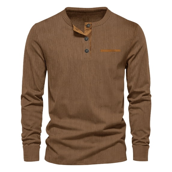 Tisuna Fall T-Shirts For Mens Cozy Henley Neck Tops Men Solid T Shirts For Casual Wear Size S