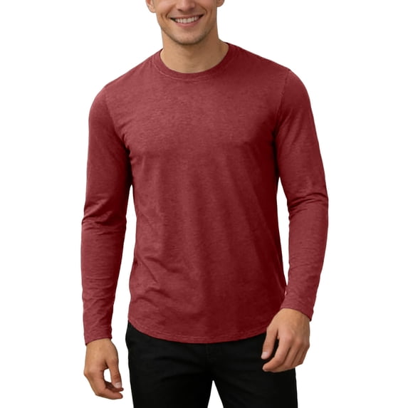 Tisuna Fall T-Shirts For Mens Regular Fit Crew Neck Tops Men Solid T Shirts For Athletic Casual Size Xxl