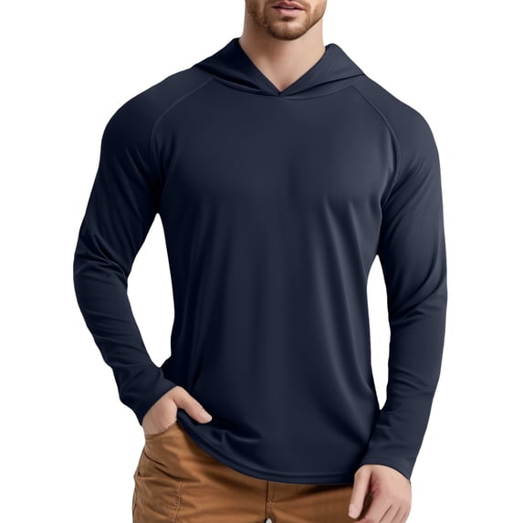 Tisuna Fall T-Shirts For Mens Regular Fit Hooded Tops Men Solid T Shirts For Work Office Size S